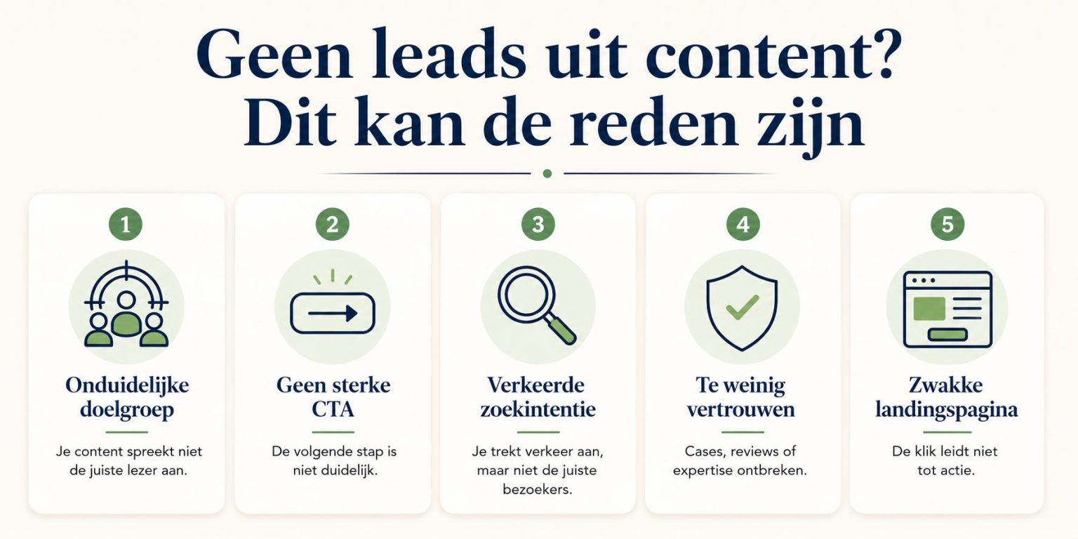 Infographic: waarom je geen leads krijgt uit content en hoe je dit verbetert met betere strategie